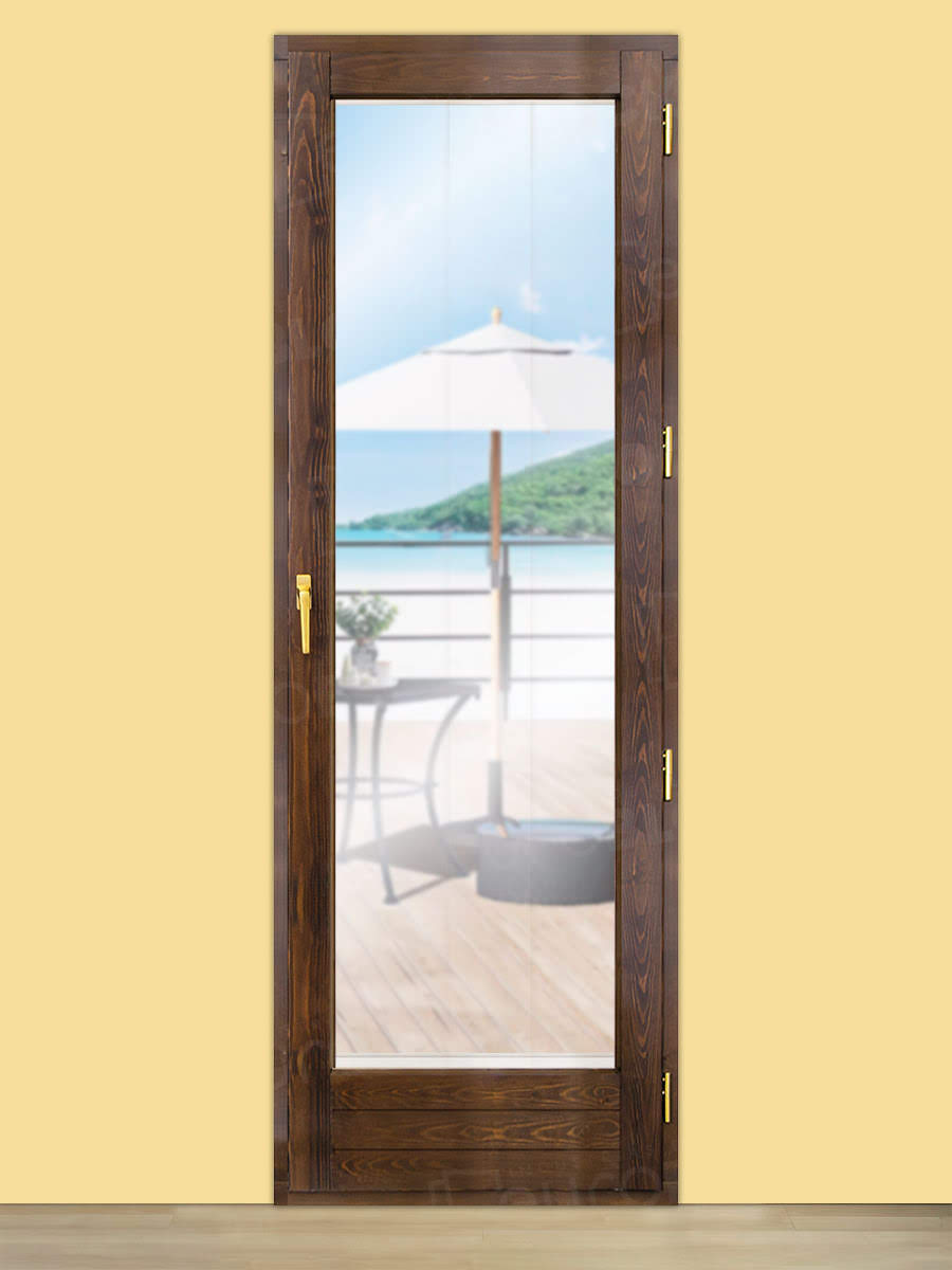 Balconera Europea Otras Medidas de Madera Maciza de Pino V1 Teñida (Cristal Transparente Incluido)