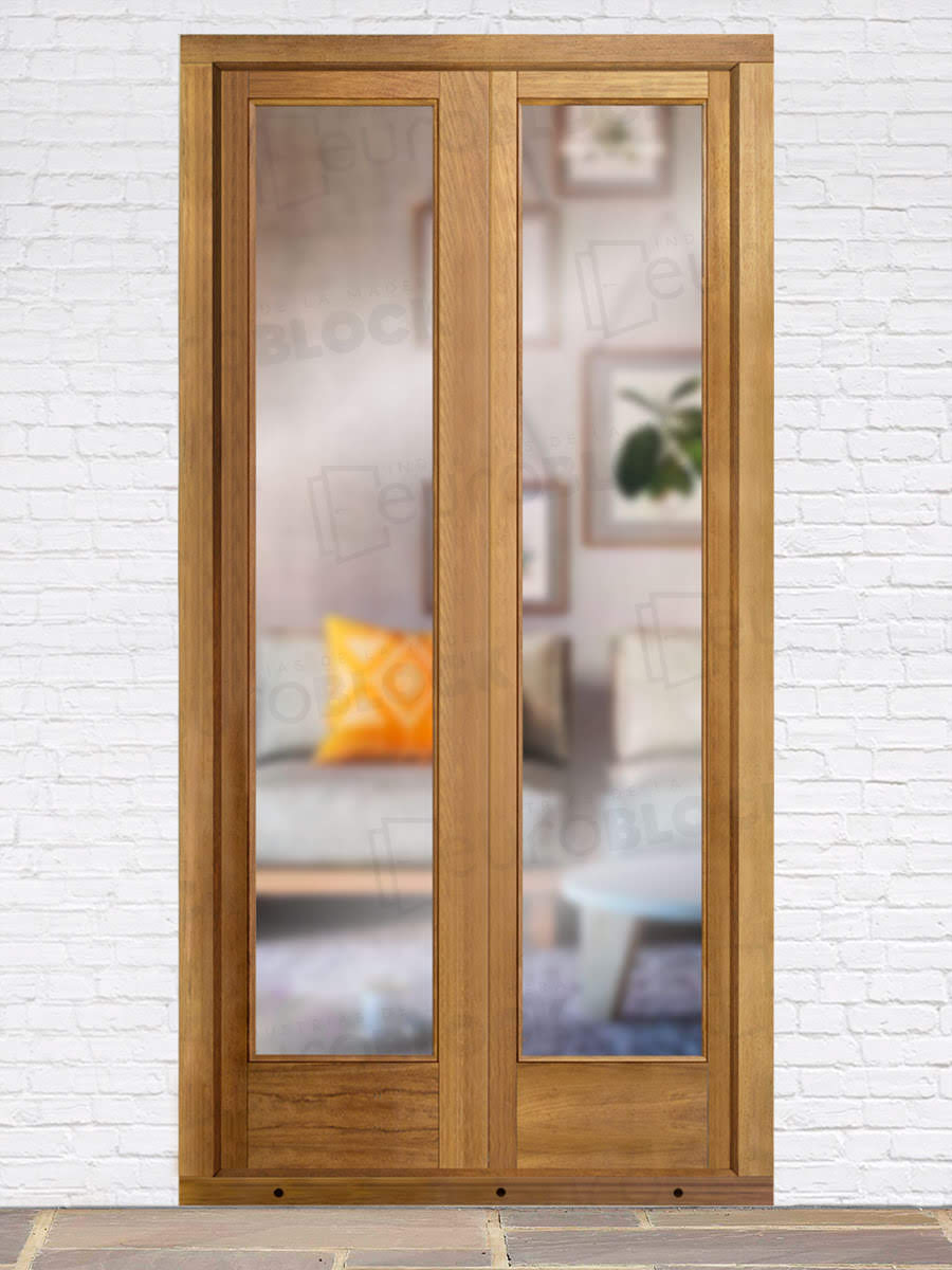 Balconera Europea Otras Medidas de Madera Maciza de Iroko V2 Barniz (Cristal Transparente Incluido)