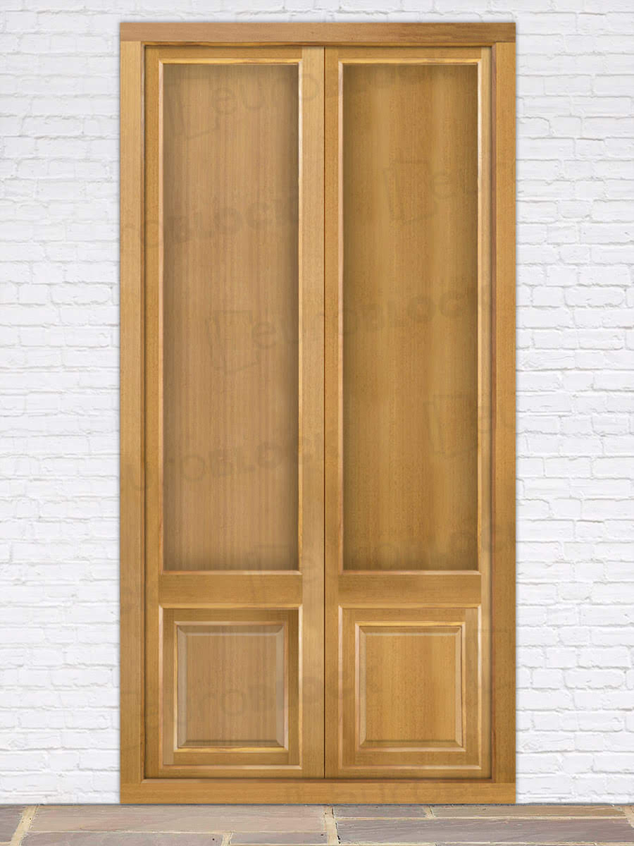 Balconera Europea Otras Medidas de Madera Maciza de Iroko Huelva V2 Barniz (Cristal Transparente Incluido)