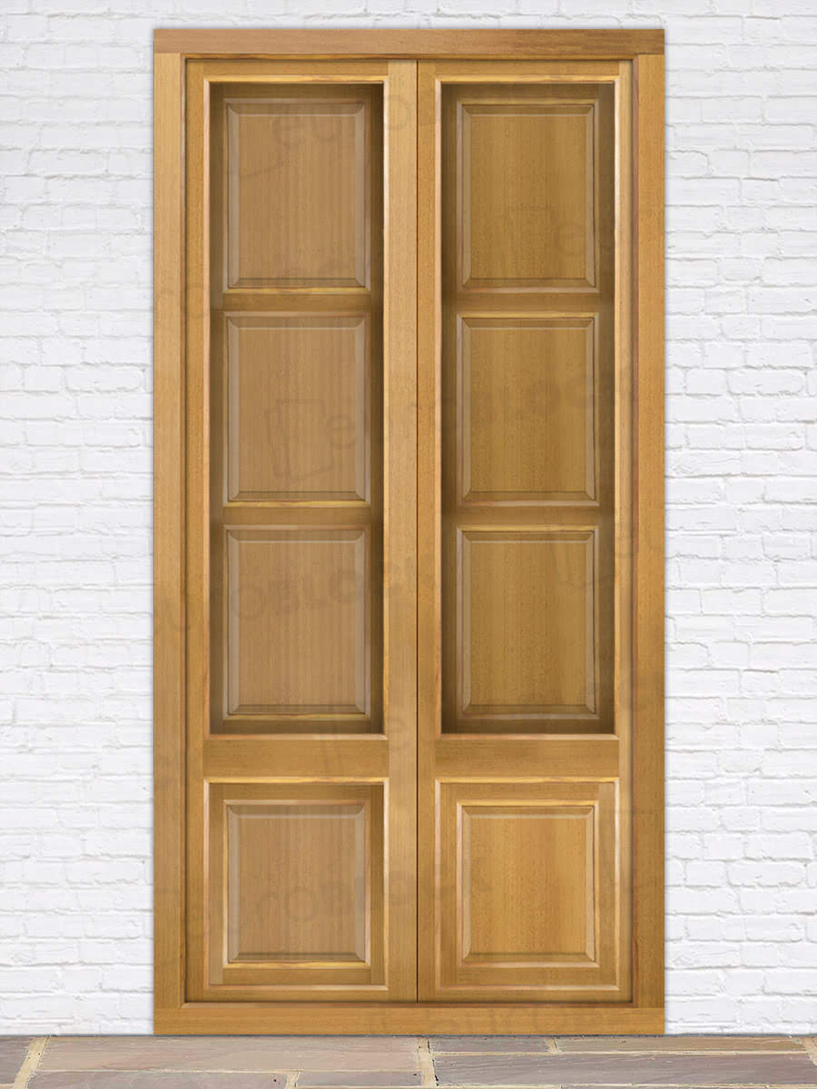 Balconera Europea de 200 cm de Madera Maciza de Iroko Huesca V2 Barniz (Cristal Transparente Incluido)