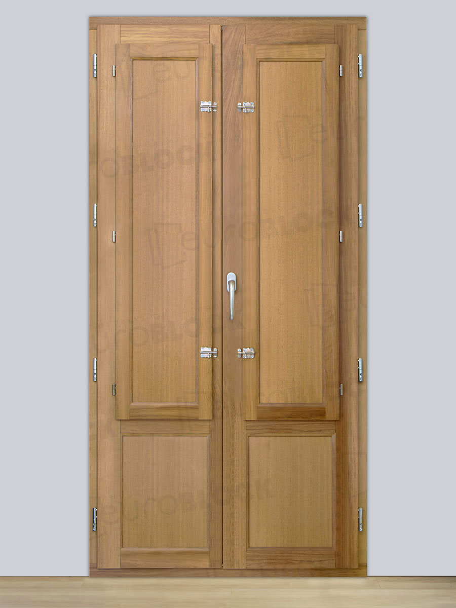Balconera Europea Otras Medidas de Madera Maciza de Iroko Huelva V2 Crudo (Cristal Transparente Incluido)