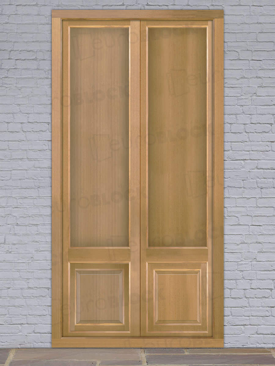 Balconera Europea Otras Medidas de Madera Maciza de Iroko Huelva V2 Crudo (Cristal Transparente Incluido)