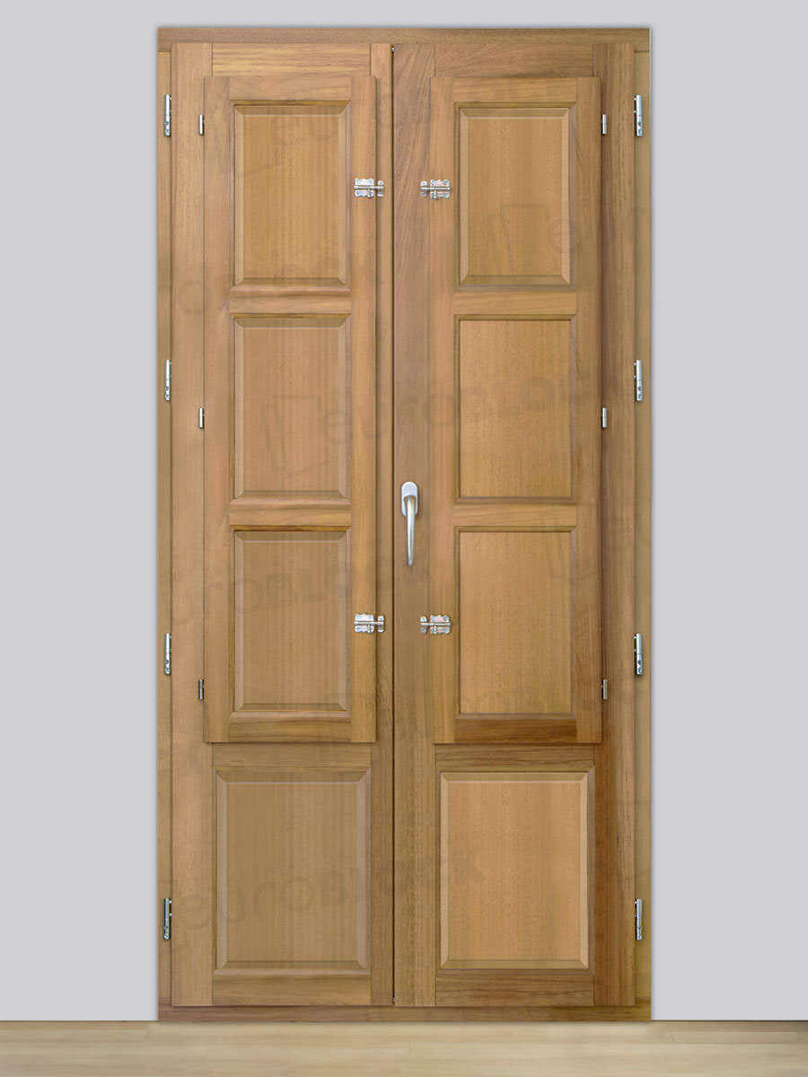 Balconera Europea Otras Medidas de Madera Maciza de Iroko Huesca V2 Crudo (Cristal Transparente Incluido)