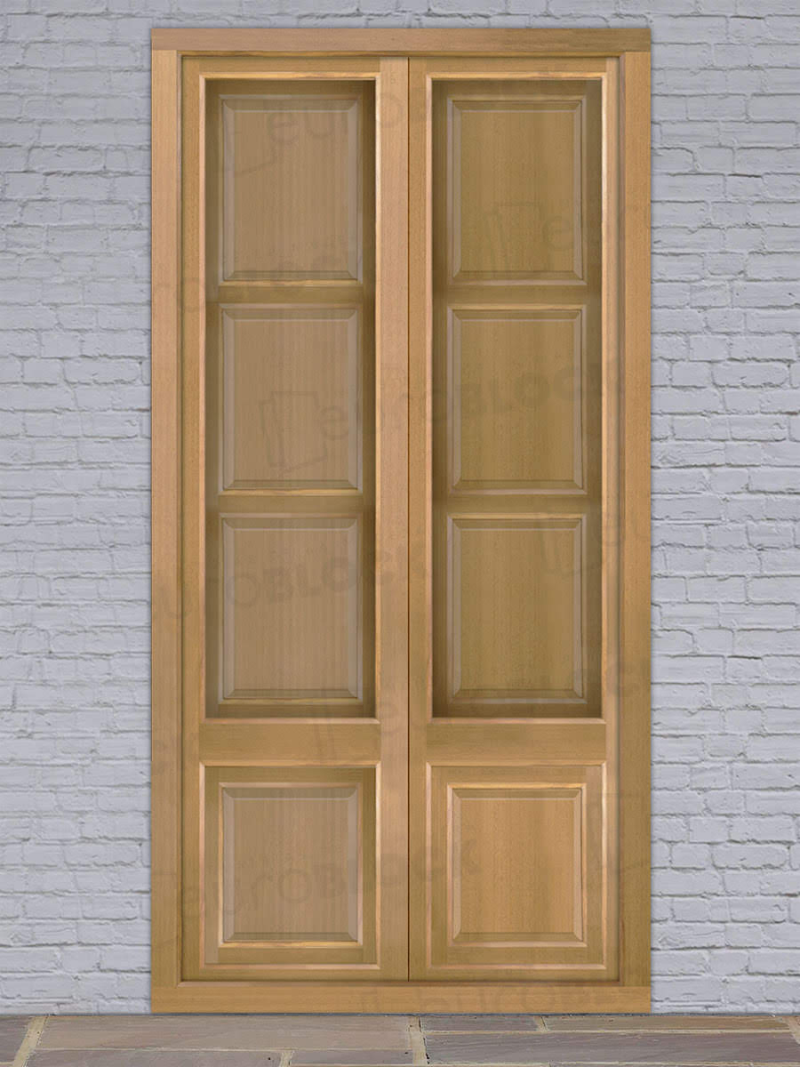 Balconera Europea de 200 cm de Madera Maciza de Iroko Huesca V2 Crudo (Cristal Transparente Incluido)
