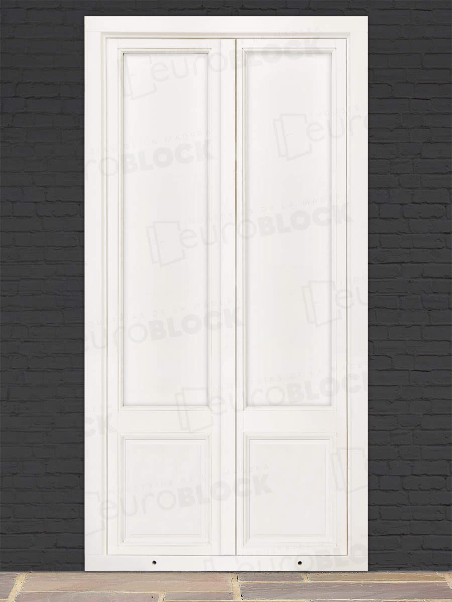 Balconera Europea de 200 cm de Madera Maciza de Iroko Huelva V2 Lacada (Cristal Transparente Incluido)