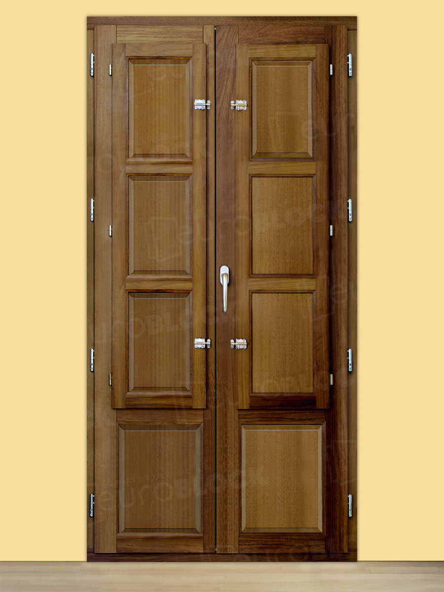 Balconera Europea de 200 cm de Madera Maciza de Iroko Huesca V2 Teñida (Cristal Transparente Incluido)