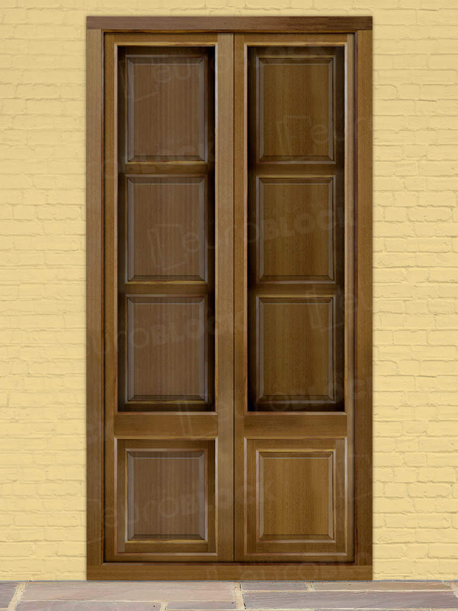 Balconera Europea de 200 cm de Madera Maciza de Iroko Huesca V2 Teñida (Cristal Transparente Incluido)