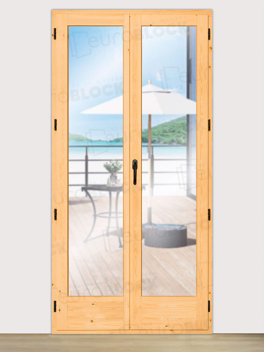 Balconera Europea Otras Medidas de Madera Maciza de Pino V2 Barniz (Cristal Transparente Incluido)