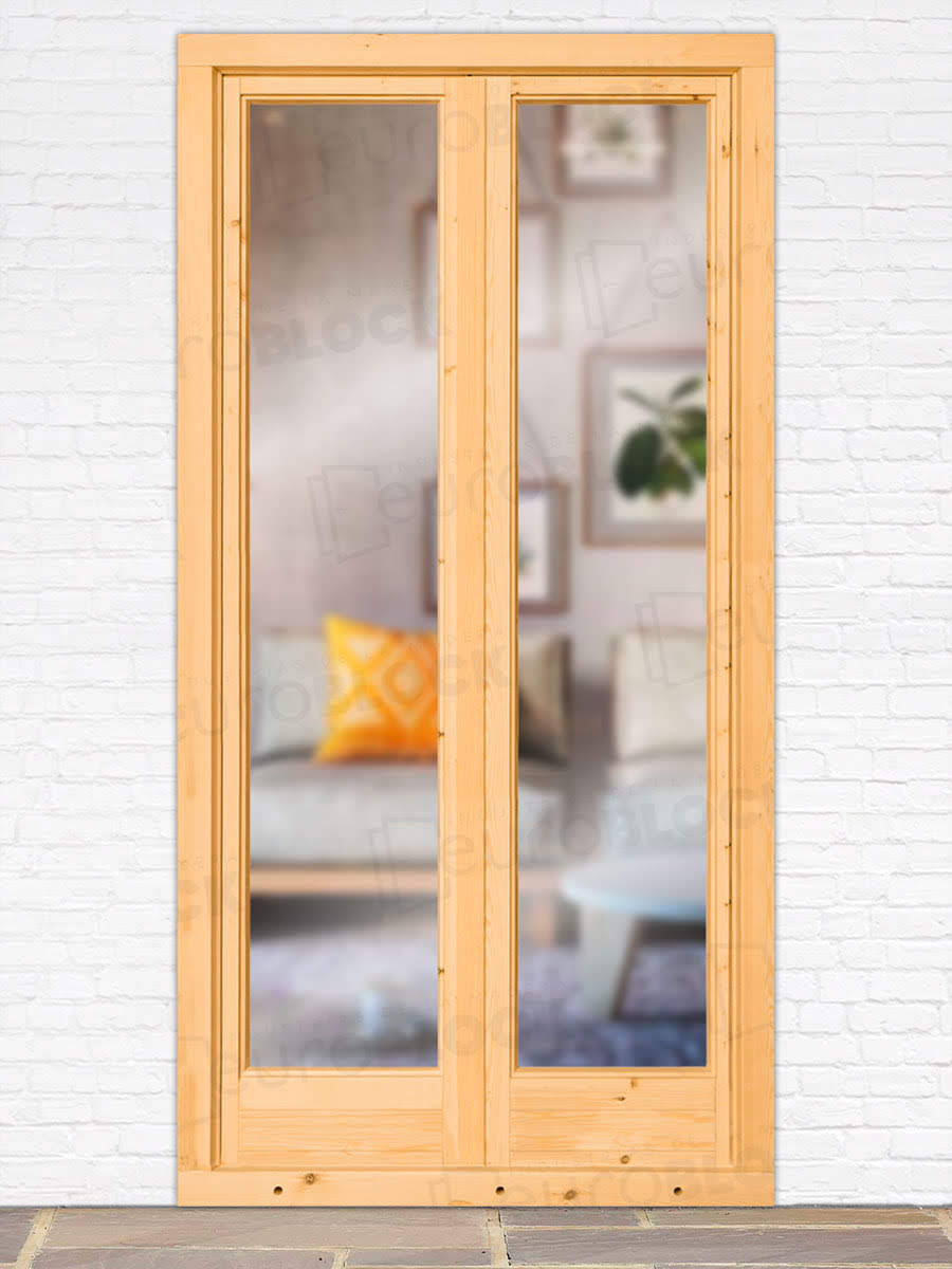Balconera Europea Otras Medidas de Madera Maciza de Pino V2 Barniz (Cristal Transparente Incluido)