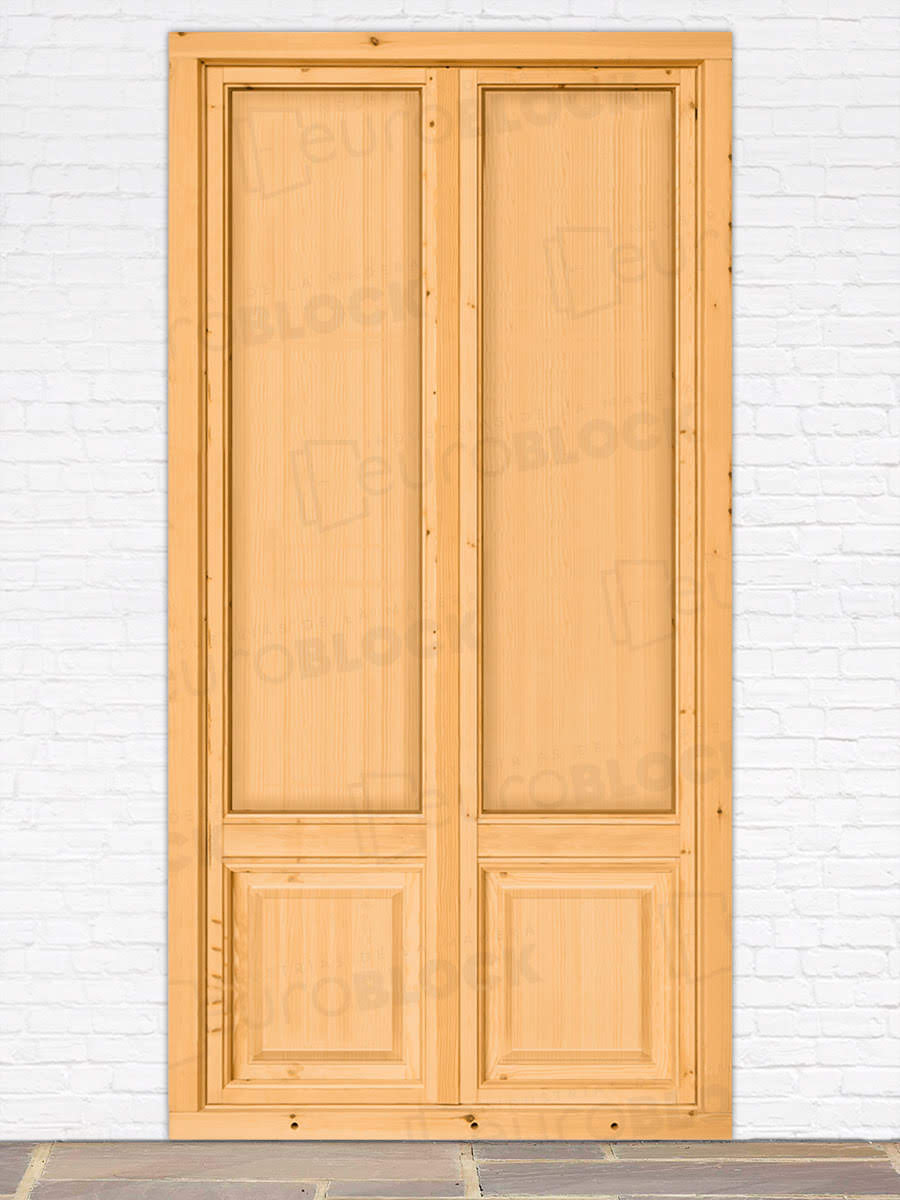 Balconera Europea de 200 cm de Madera Maciza de Pino Huelva V2 Barniz (Cristal Transparente Incluido)