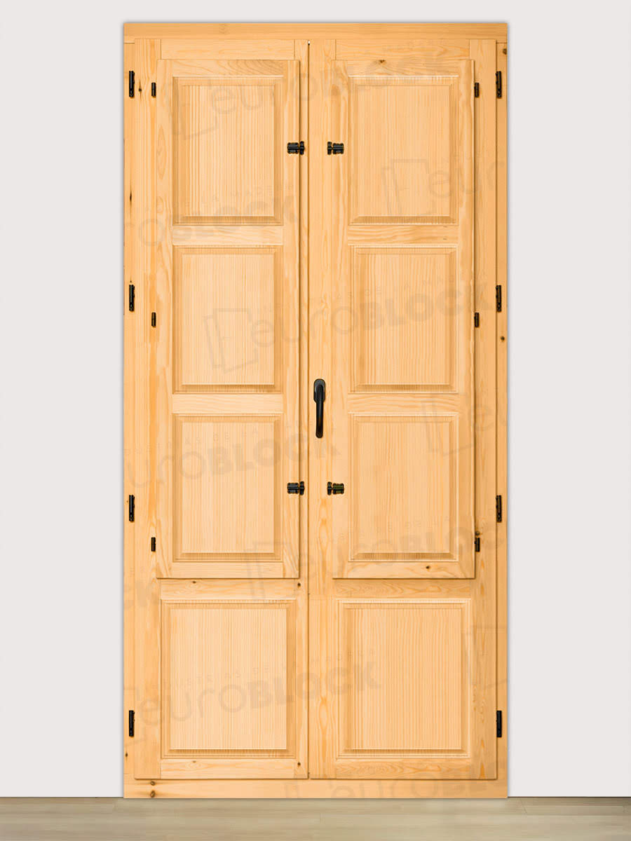 Balconera Europea de 200 cm de Madera Maciza de Pino Huesca V2 Barniz (Cristal Transparente Incluido)