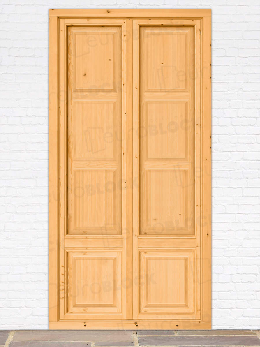 Balconera Europea de 200 cm de Madera Maciza de Pino Huesca V2 Barniz (Cristal Transparente Incluido)