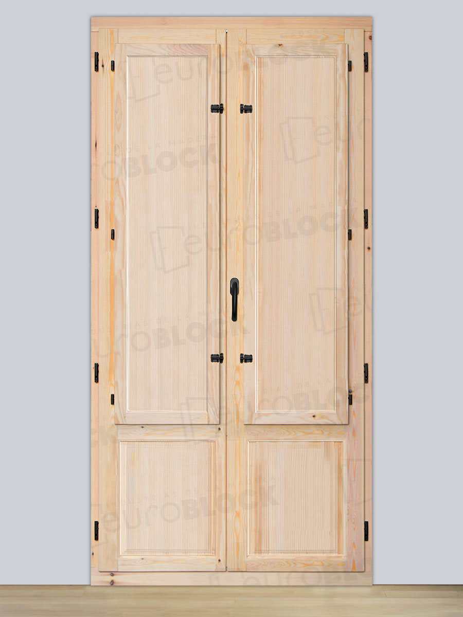 Balconera Europea Otras Medidas de Madera Maciza de Pino Huelva V2 Crudo (Cristal Transparente Incluido)