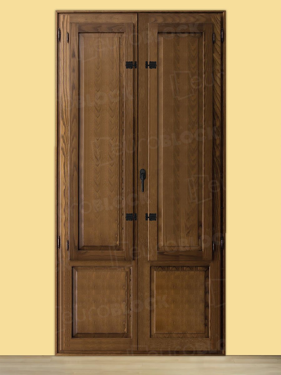 Balconera Europea de 200 cm de Madera Maciza de Pino Huelva V2 Teñida (Cristal Transparente Incluido)