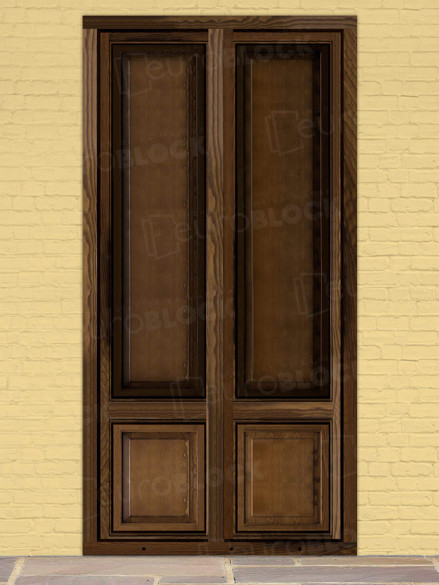 Balconera Europea de 200 cm de Madera Maciza de Pino Huelva V2 Teñida (Cristal Transparente Incluido)