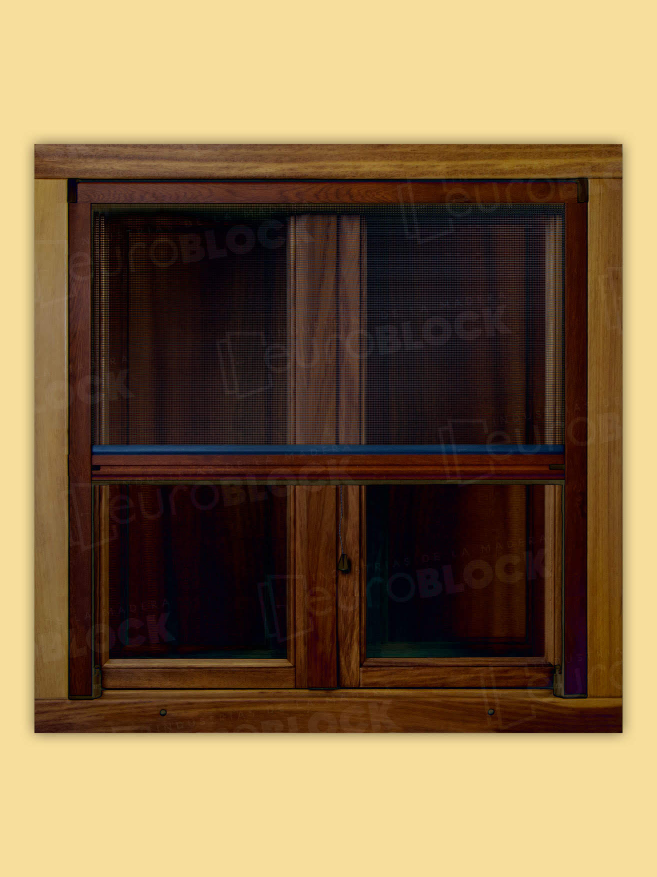 Ventana Europea de Madera Maciza de Iroko Huelva V2 Teñida (Cristal Transparente Incluido)