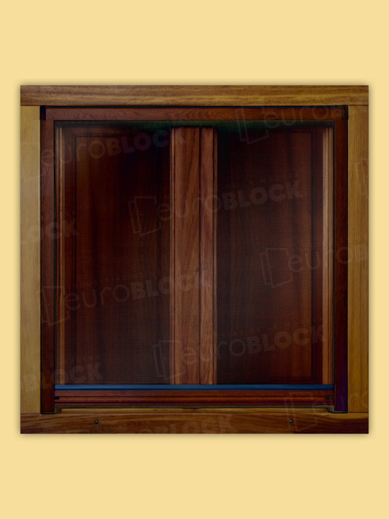 Ventana Europea de Madera Maciza de Iroko Huelva V2 Teñida (Cristal Transparente Incluido)