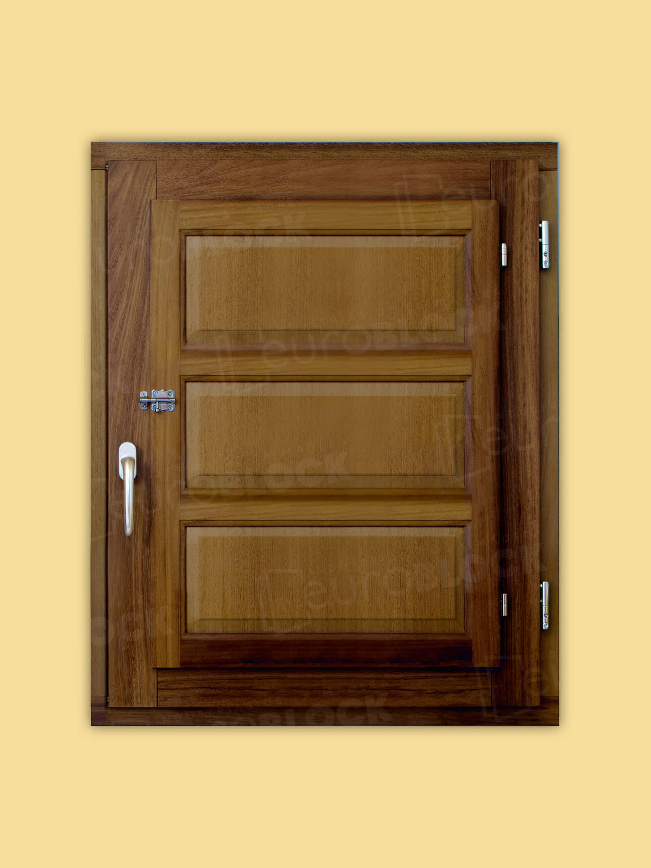 Ventana Europea de Madera Maciza de Iroko Huesca V1 3C Teñida (Cristal Transparente Incluido)