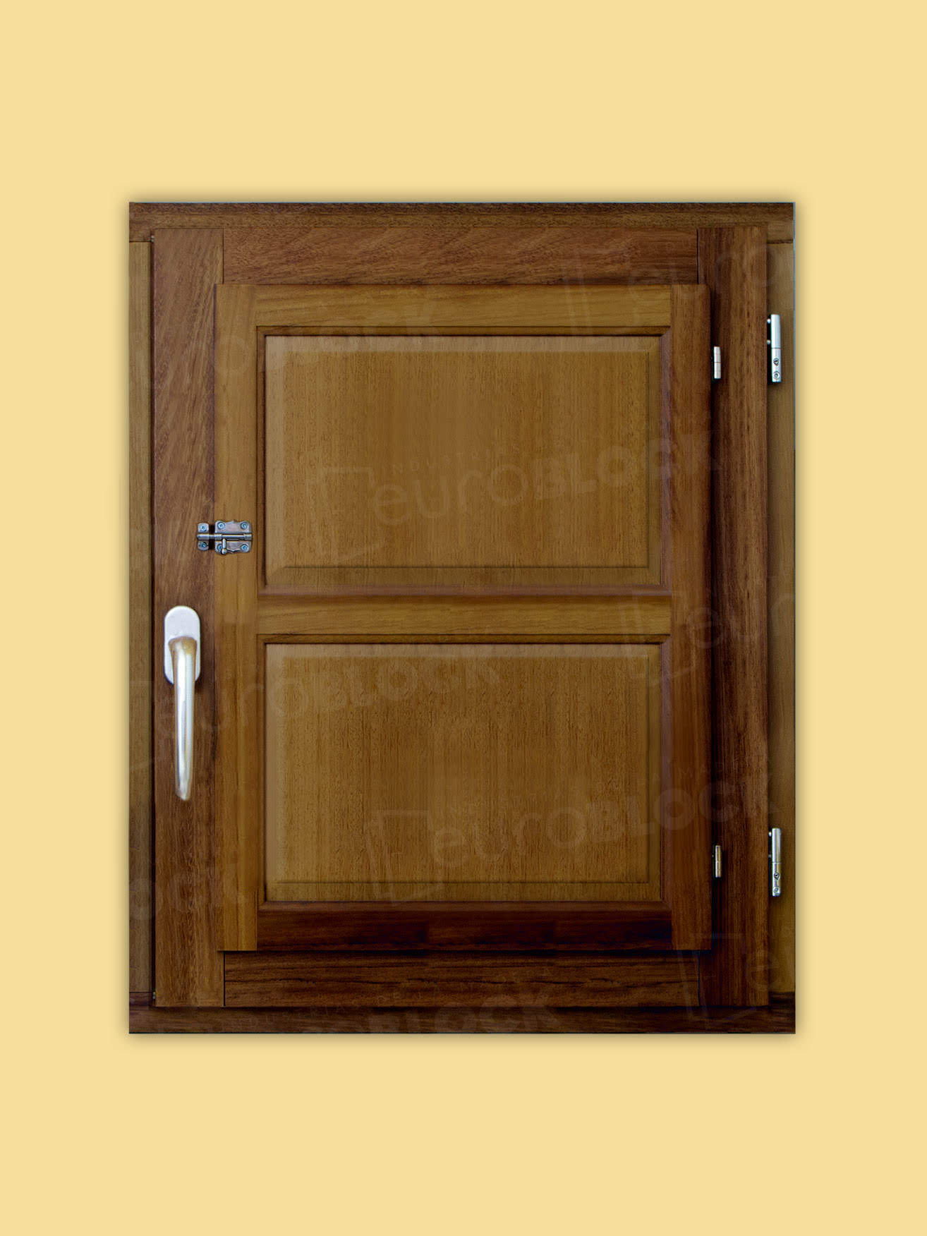 Ventana Europea de Madera Maciza de Iroko Huesca V1 2C Teñida (Cristal Transparente Incluido)