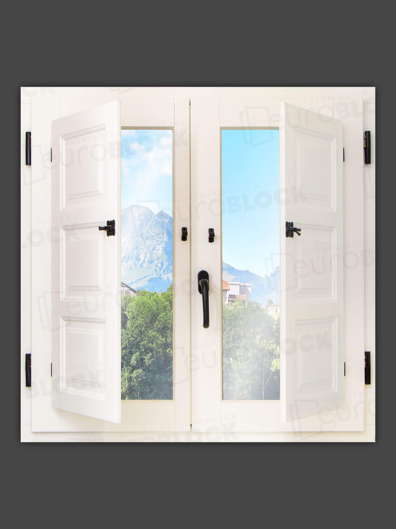 Ventana Europea de Madera Maciza de Iroko Huesca V2 Lacada (Cristal Transparente Incluido)
