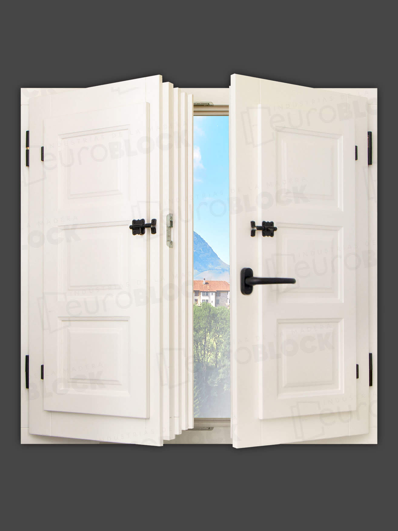 Ventana Europea de Madera Maciza de Iroko Huesca V2 Lacada (Cristal Transparente Incluido)