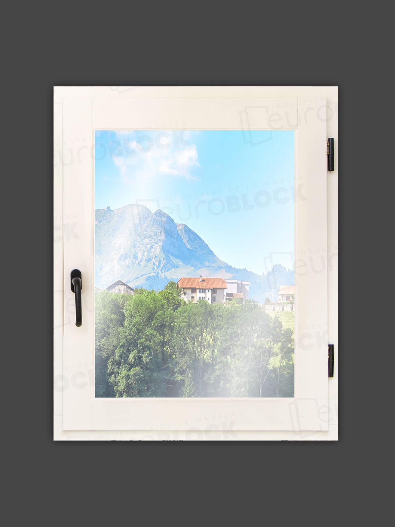 Ventana Europea de Madera Maciza de Iroko V1 Lacada (Cristal Transparente Incluido)