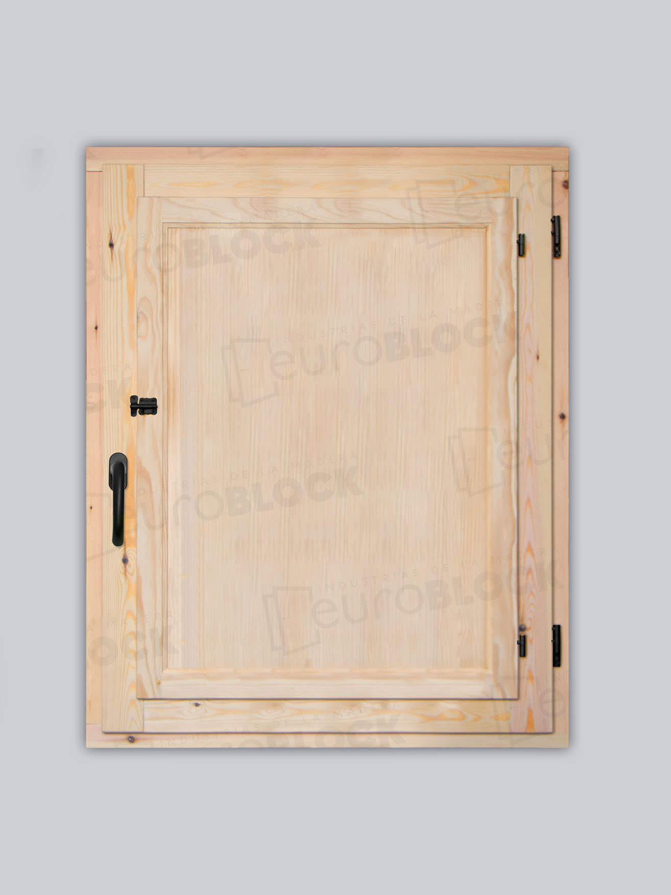 Ventana Europea de Madera Maciza de Pino Huelva V1 Crudo (Cristal Transparente Incluido)