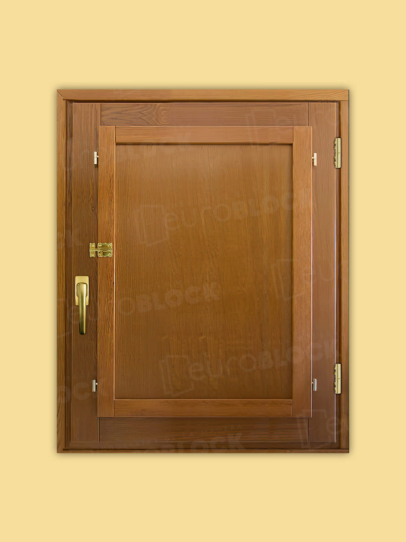 Ventana Europea de Madera Maciza de Pino Huelva V1 Teñida (Cristal Transparente Incluido)