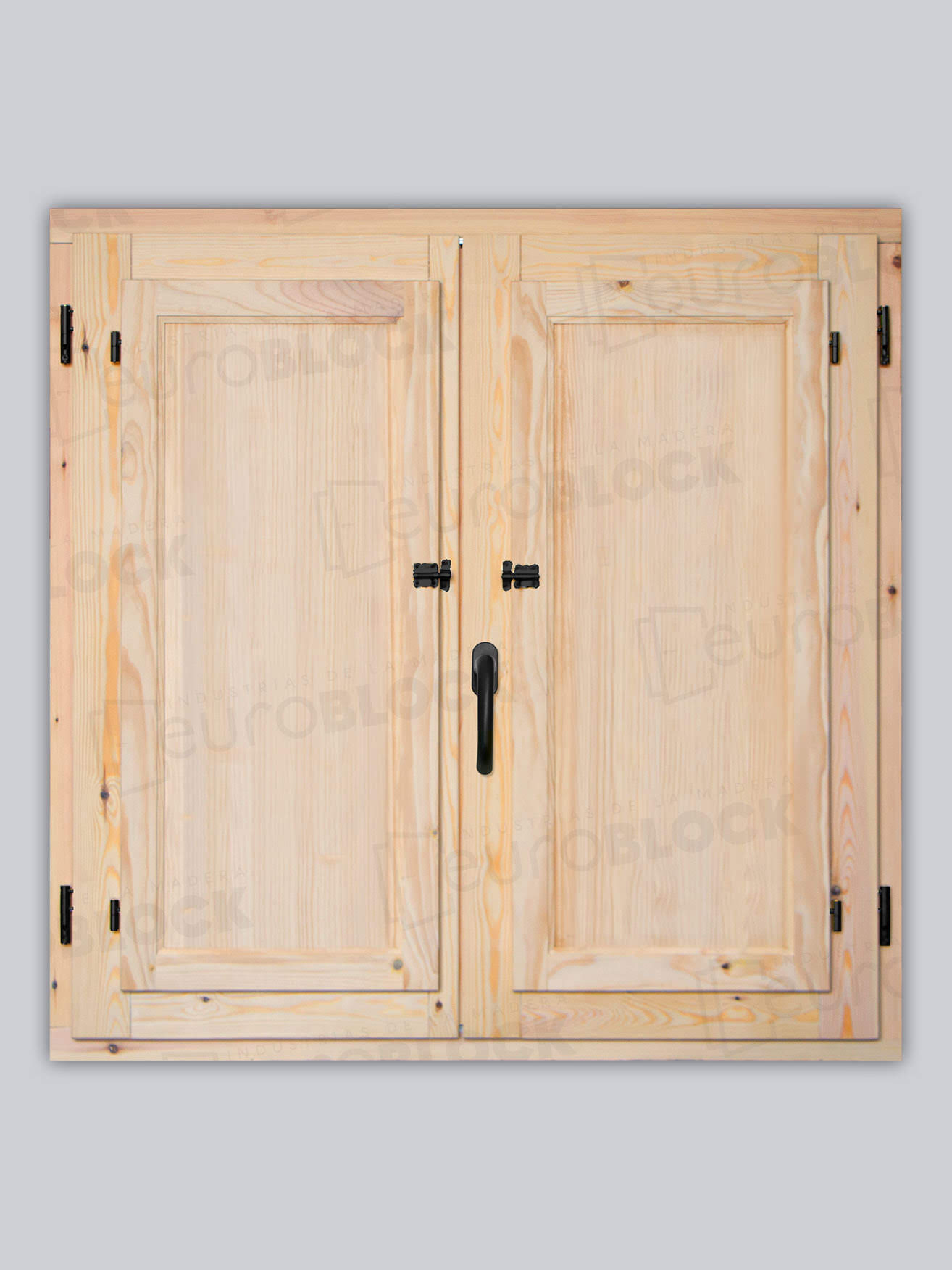 Ventana Europea de Madera Maciza de Pino Huelva V2 Crudo (Cristal Transparente Incluido)