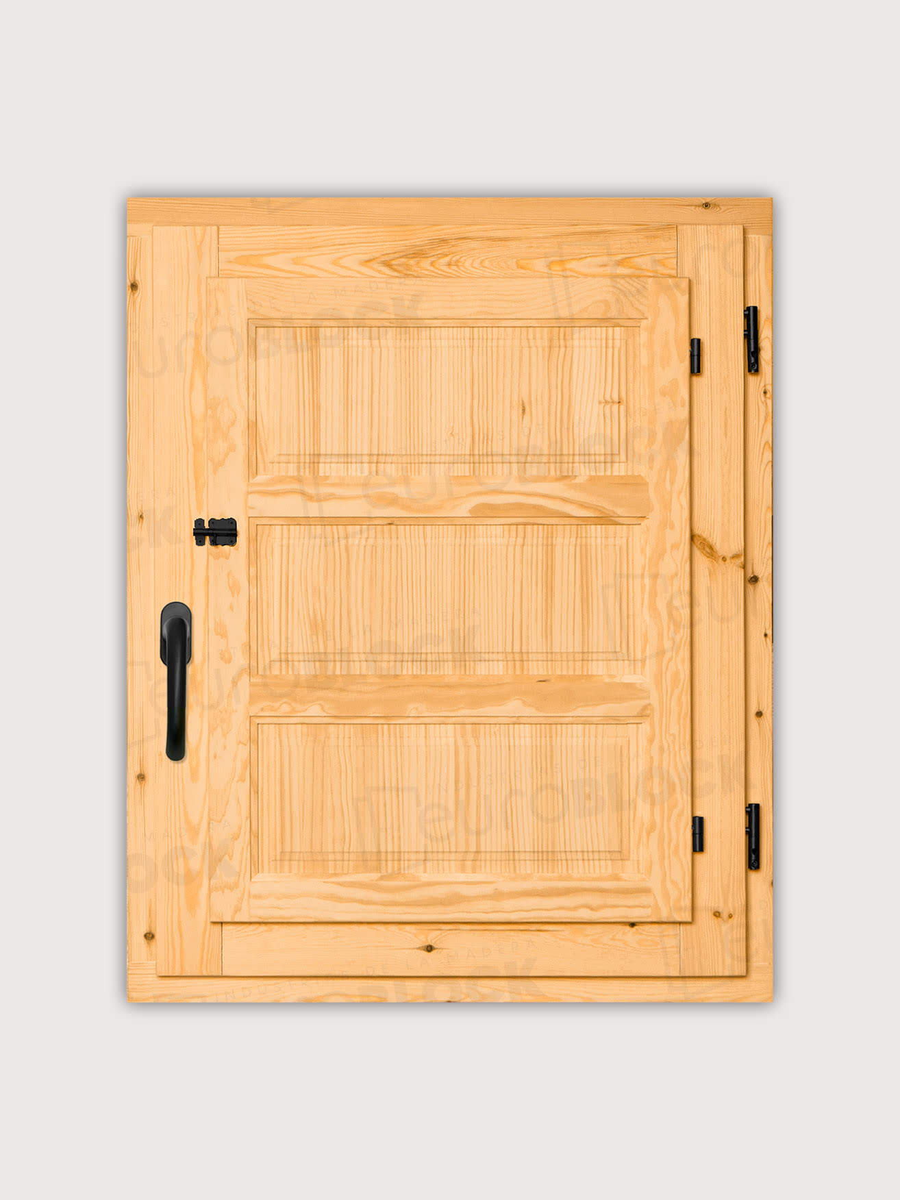 Ventana Europea de Madera Maciza de Pino Huesca V1 3C Barniz (Cristal Transparente Incluido)