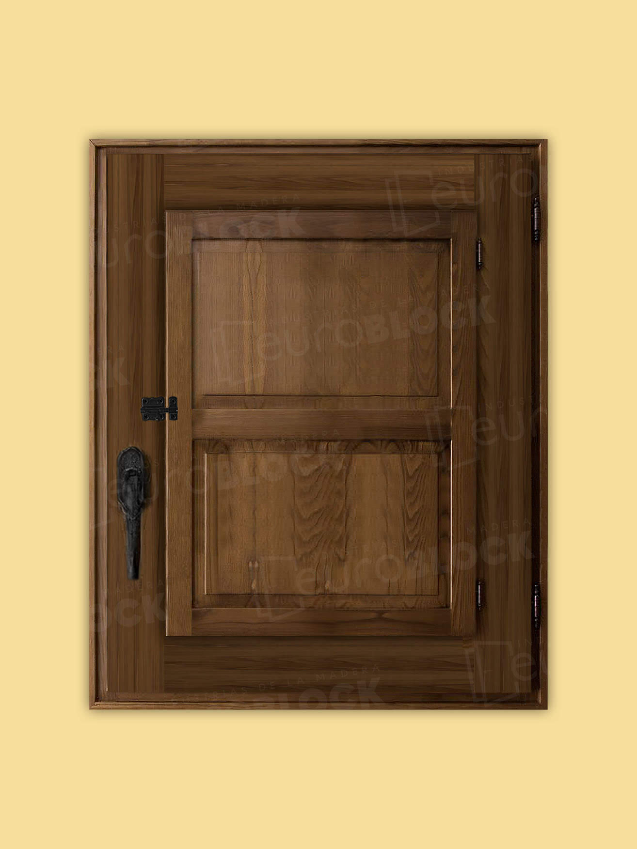 Ventana Europea de Madera Maciza de Pino Huesca V1 2C Teñida (Cristal Transparente Incluido)