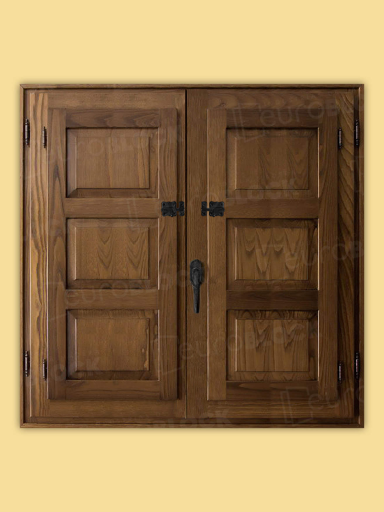 Ventana Europea de Madera Maciza de Pino Huesca V2 Teñida (Cristal Transparente Incluido)